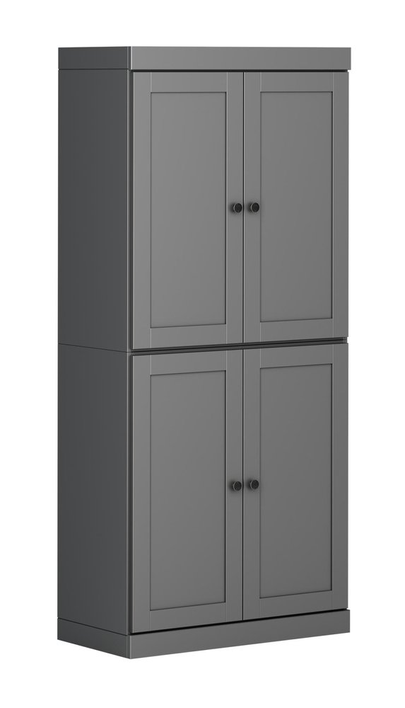White Solid Wood Four Door Pantry or Storage Closet - 72-inch