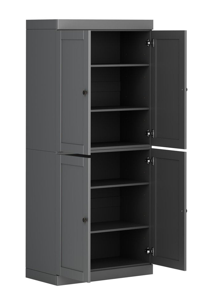 White Solid Wood Four Door Pantry or Storage Closet - 72-inch