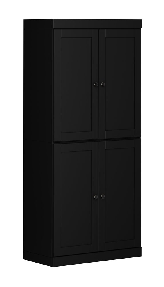 White Solid Wood Four Door Pantry or Storage Closet - 72-inch