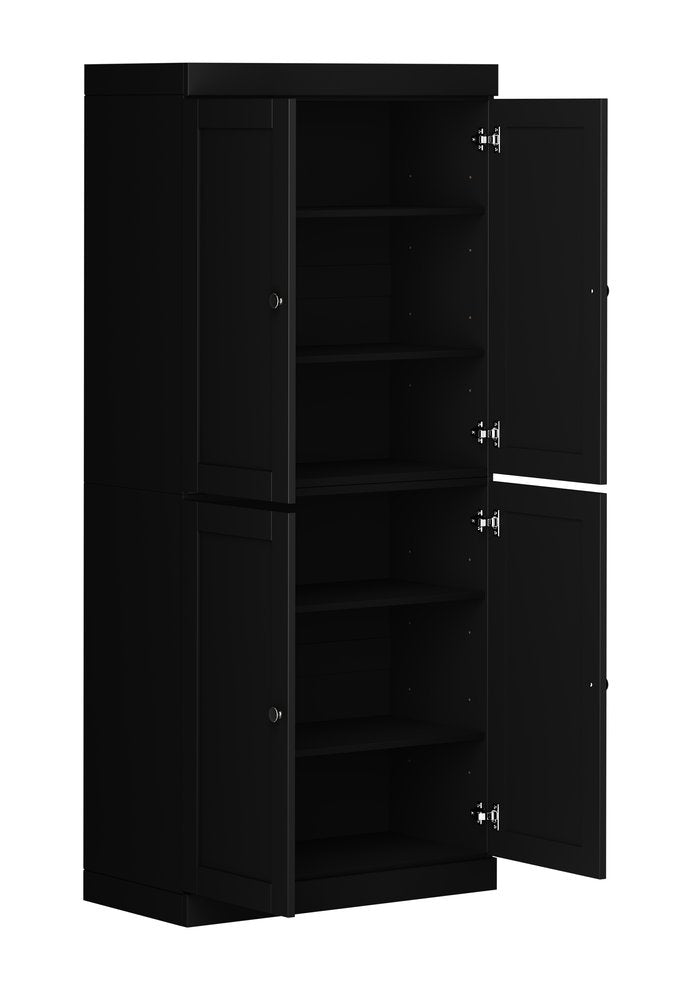White Solid Wood Four Door Pantry or Storage Closet - 72-inch