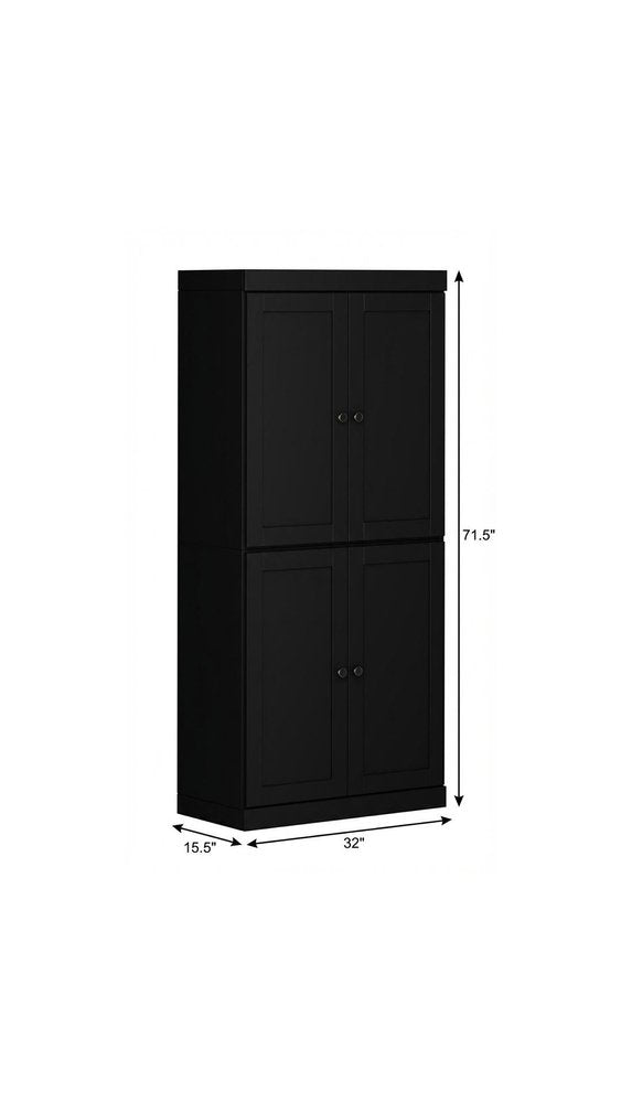 White Solid Wood Four Door Pantry or Storage Closet - 72-inch