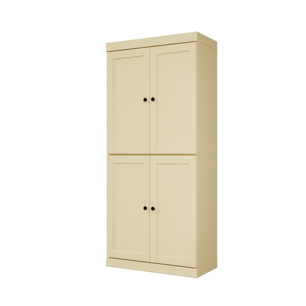 Teal Blue Solid Wood Four Door Pantry or Storage Closet - 72-inch