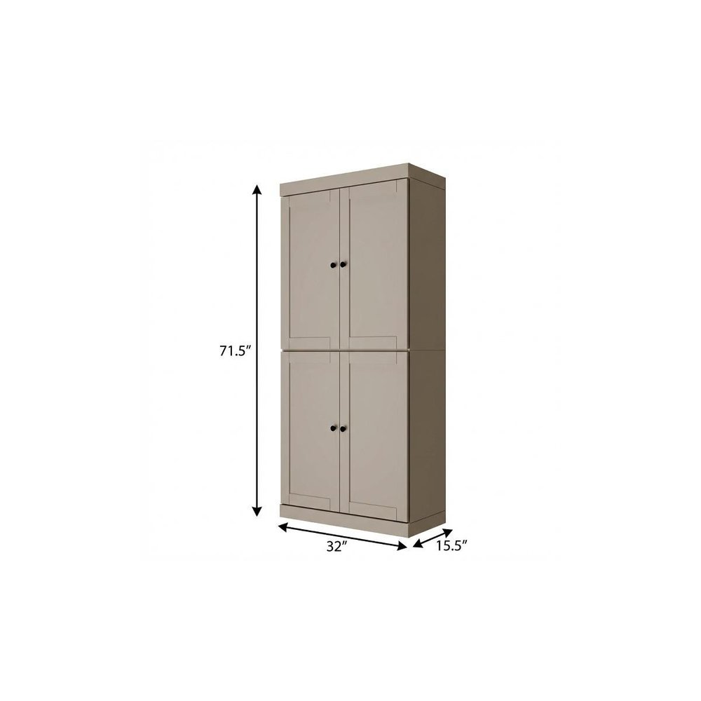 Teal Blue Solid Wood Four Door Pantry or Storage Closet - 72-inch