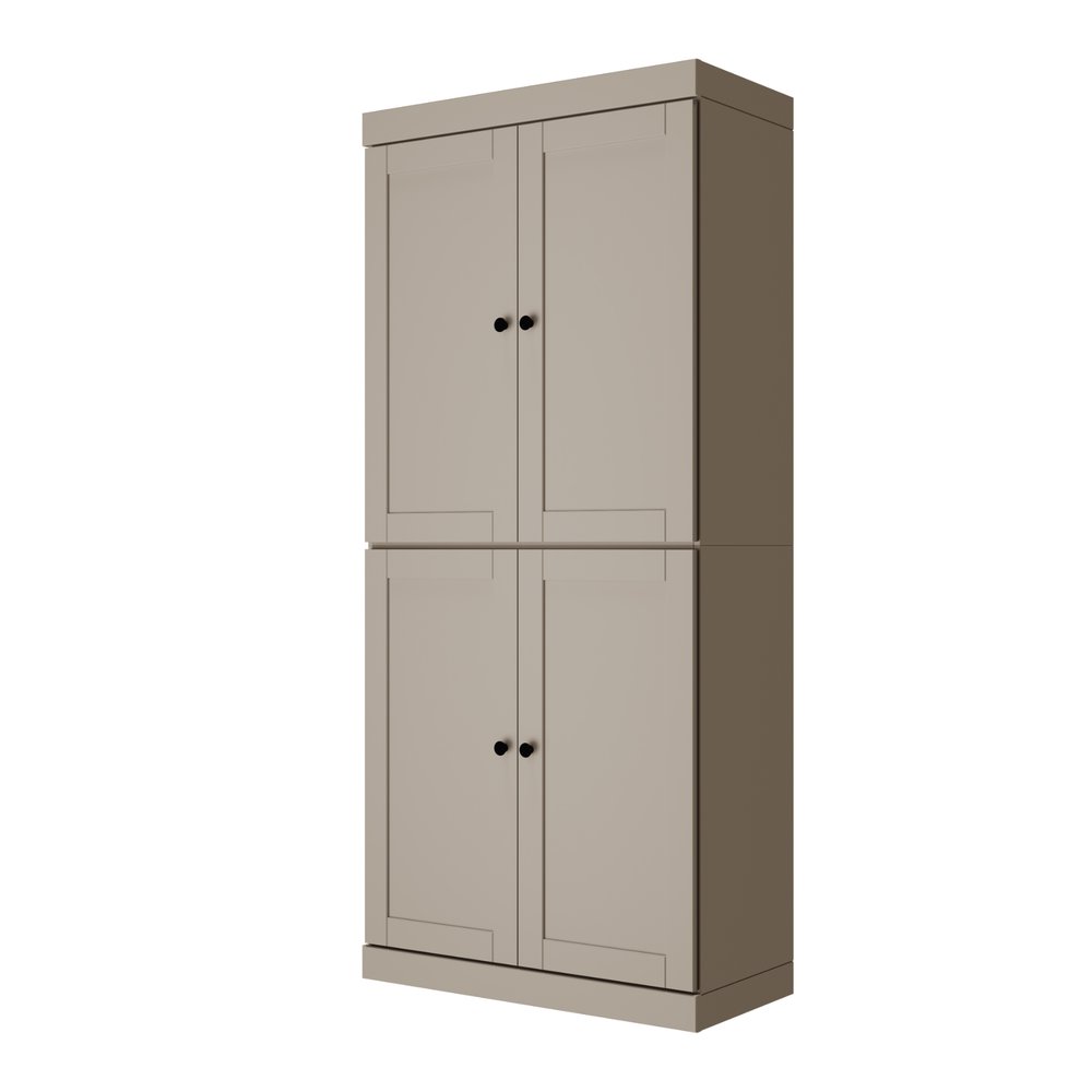 Teal Blue Solid Wood Four Door Pantry or Storage Closet - 72-inch