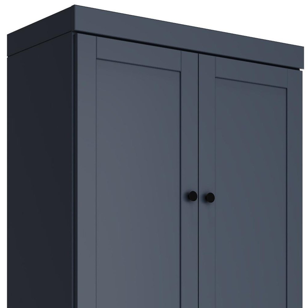 Teal Blue Solid Wood Four Door Pantry or Storage Closet - 72-inch