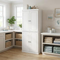 White Solid Wood Four Door Two Drawer Pantry or Storage Closet - 72-inch