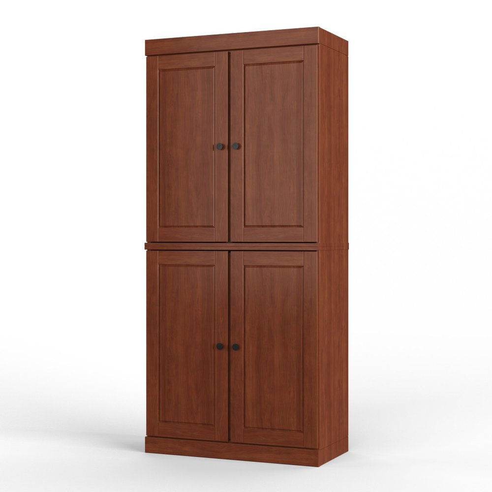 Coffee Solid Wood Four Door Two Drawer Pantry or Storage Closet - 72-inch