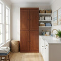 Coffee Solid Wood Four Door Two Drawer Pantry or Storage Closet - 72-inch