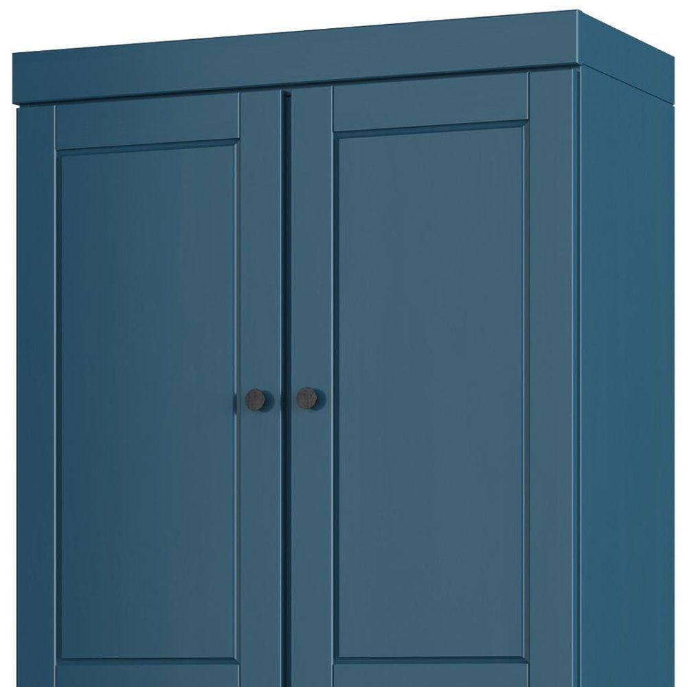 Teal Blue Solid Wood Four Door Two Drawer Pantry or Storage Closet - 72-inch