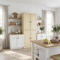 Yellow Solid Wood Four Door Two Drawer Pantry or Storage Closet - 72-inch
