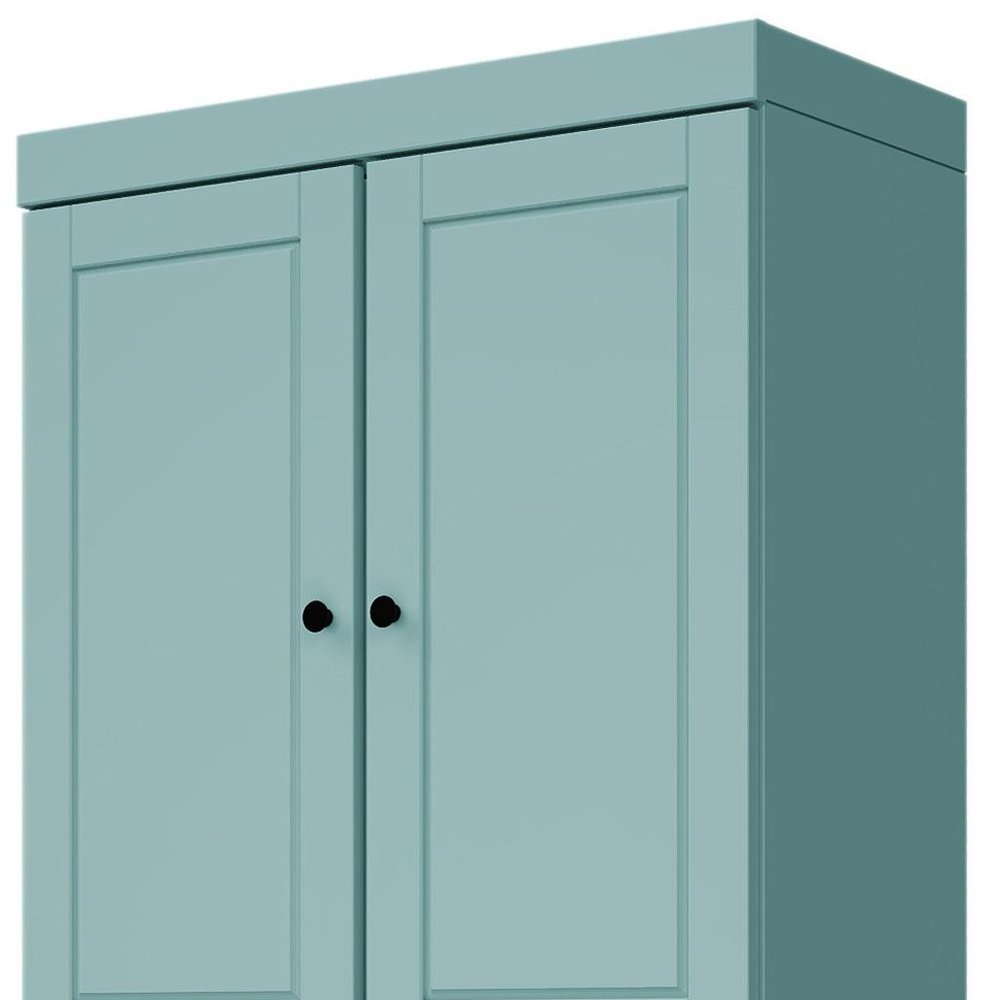 Aqua Solid Wood Four Door Two Drawer Pantry or Storage Closet - 72-inch