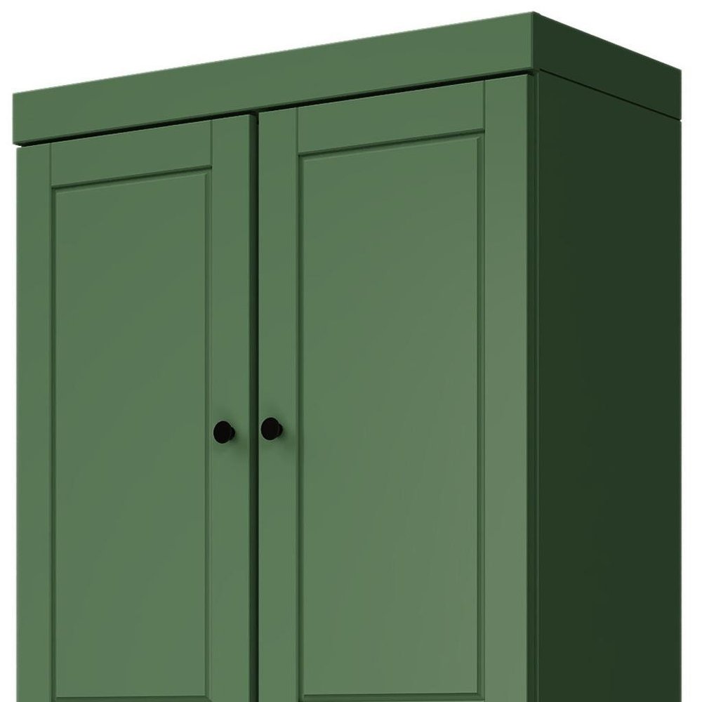 Green Solid Wood Four Door Two Drawer Pantry or Storage Closet - 72-inch