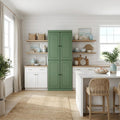 Green Solid Wood Four Door Two Drawer Pantry or Storage Closet - 72-inch