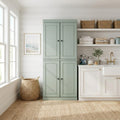 Sage Solid Wood Four Door Two Drawer Pantry or Storage Closet - 72-inch