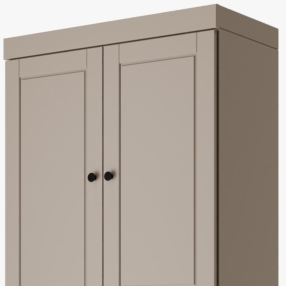 Beige Solid Wood Four Door Two Drawer Pantry or Storage Closet - 72-inch