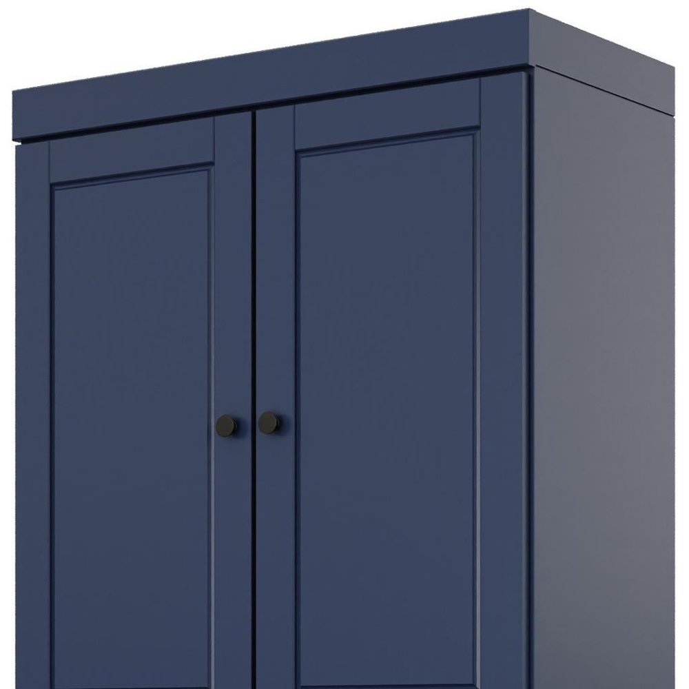 Navy Blue Solid Wood Four Door Two Drawer Pantry or Storage Closet - 72-inch