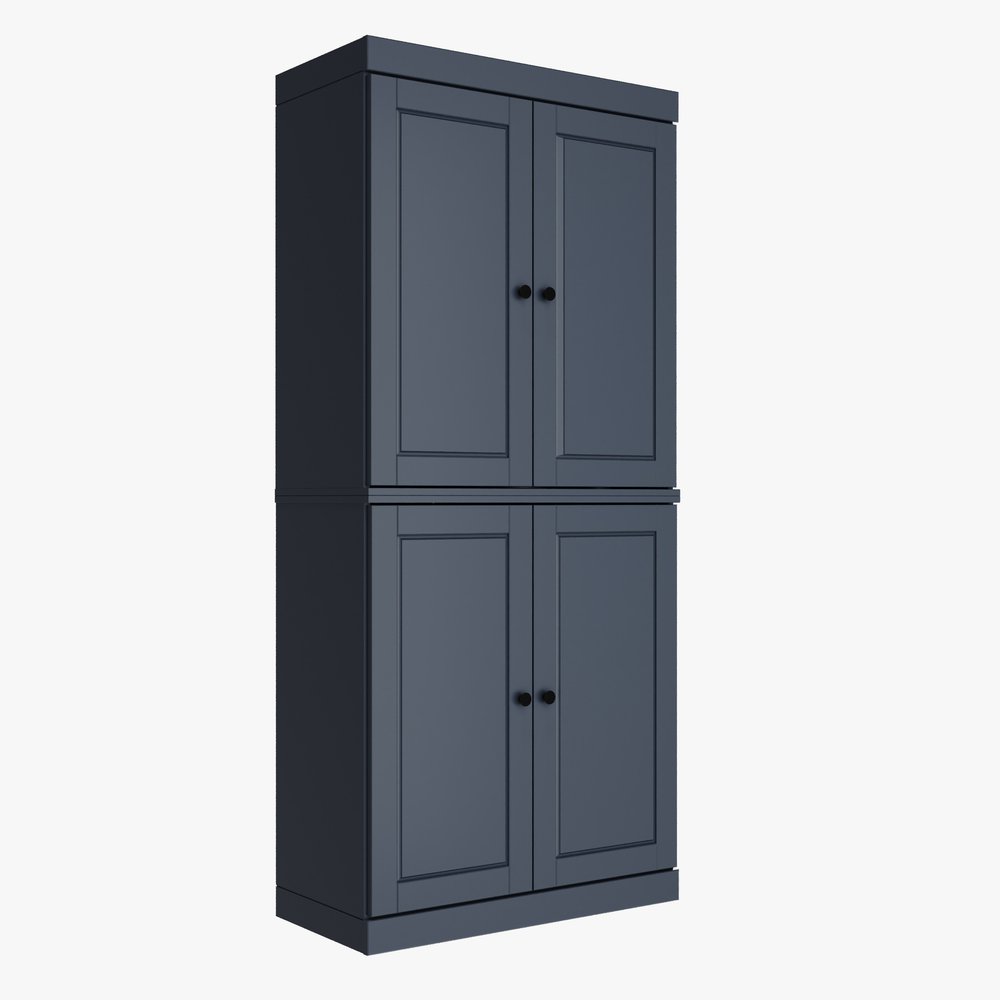 French Blue Solid Wood Four Door Two Drawer Pantry or Storage Closet - 72-inch