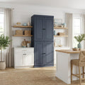 French Blue Solid Wood Four Door Two Drawer Pantry or Storage Closet - 72-inch