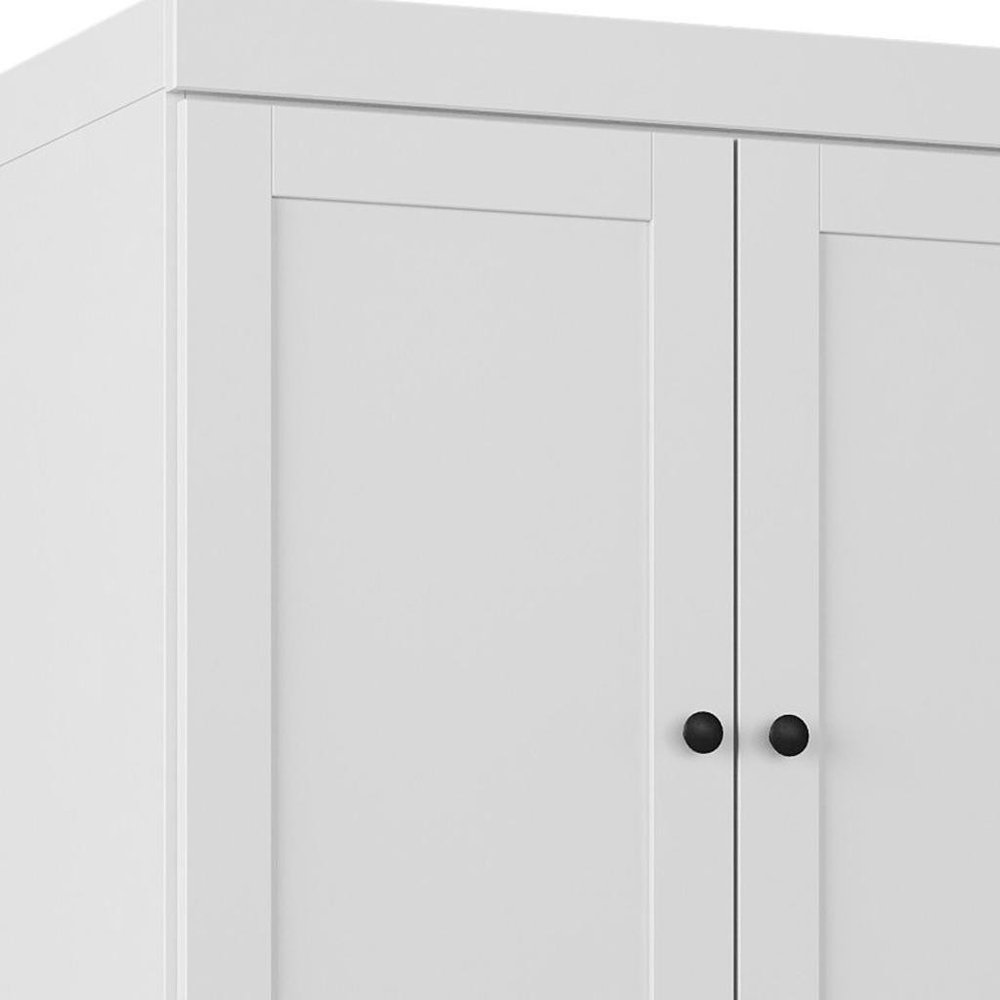 White Solid Wood Four Door Two Drawer Pantry or Storage Closet - 72-inch