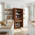 Coffee Solid Wood Four Door Two Drawer Pantry or Storage Closet - 72-inch