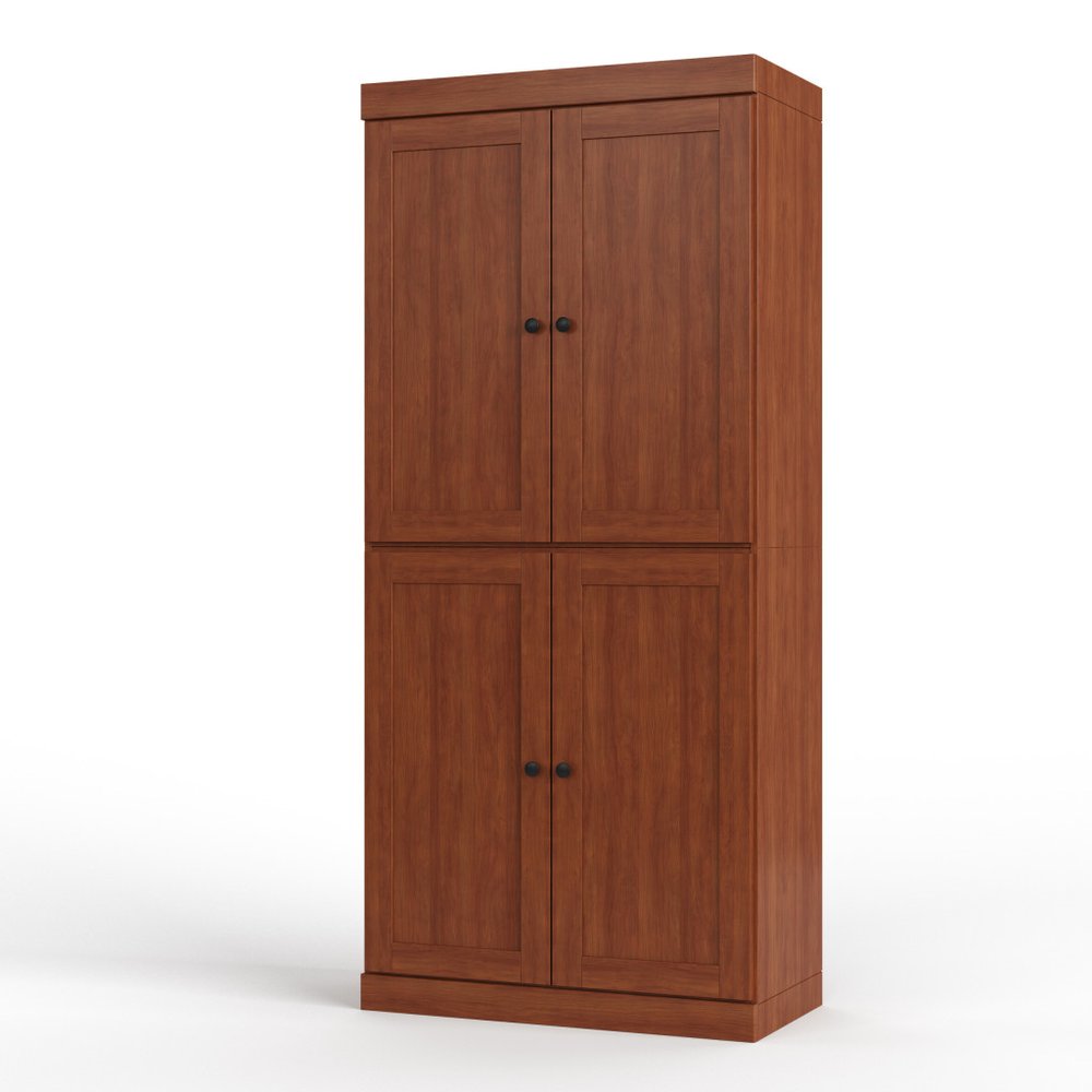 Coffee Solid Wood Four Door Two Drawer Pantry or Storage Closet - 72-inch