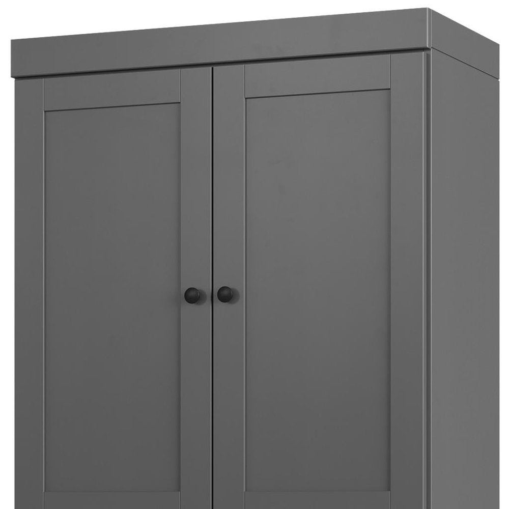 Gray Solid Wood Four Door Two Drawer Pantry or Storage Closet - 72-inch