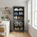 Gray Solid Wood Four Door Two Drawer Pantry or Storage Closet - 72-inch