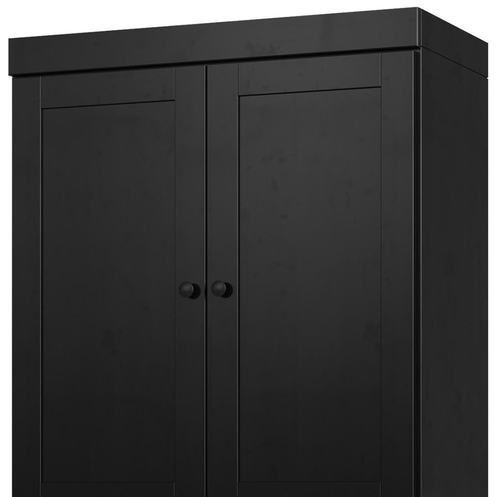 Black Solid Wood Four Door Two Drawer Pantry or Storage Closet - 72-inch