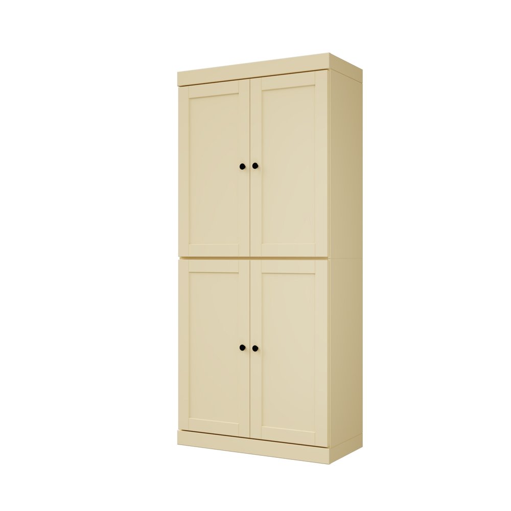 Yellow Solid Wood Four Door Two Drawer Pantry or Storage Closet - 72-inch
