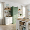Green Solid Wood Four Door Two Drawer Pantry or Storage Closet - 72-inch