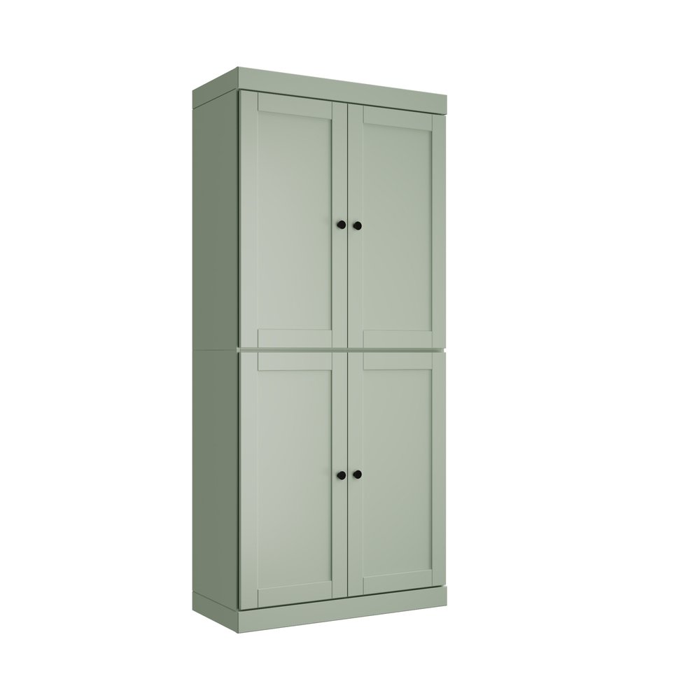 Sage Solid Wood Four Door Two Drawer Pantry or Storage Closet - 72-inch