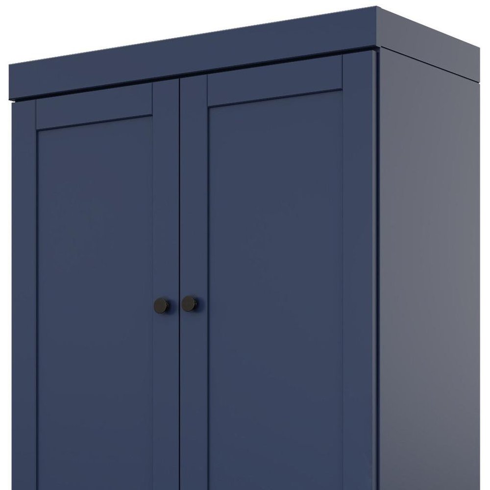 Navy Blue Solid Wood Four Door Two Drawer Pantry or Storage Closet - 72-inch