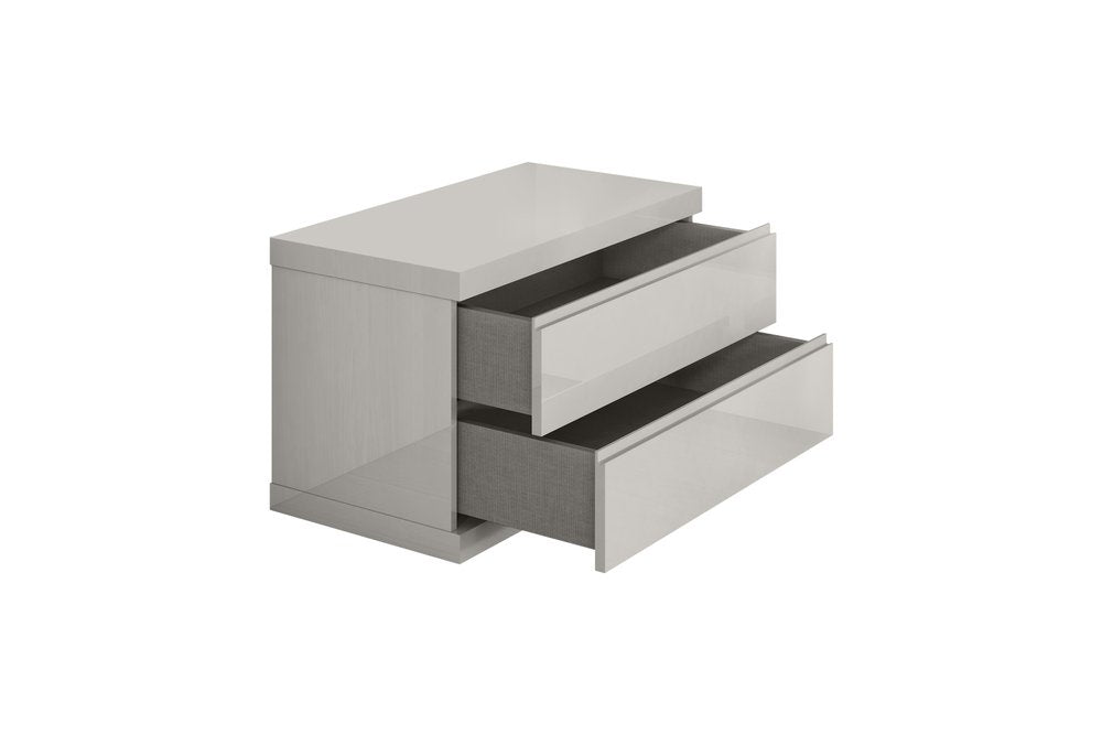 Light Gray Wood Two Drawer Nightstand - 20-inch