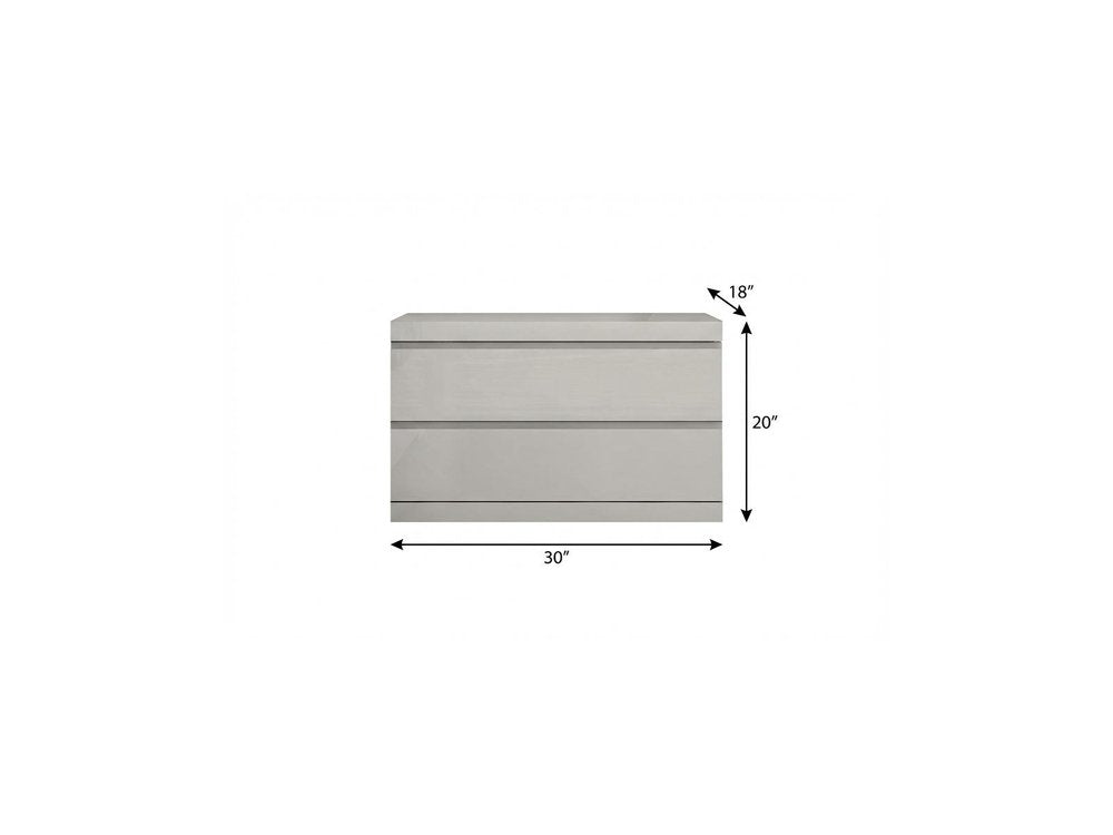 Light Gray Wood Two Drawer Nightstand - 20-inch