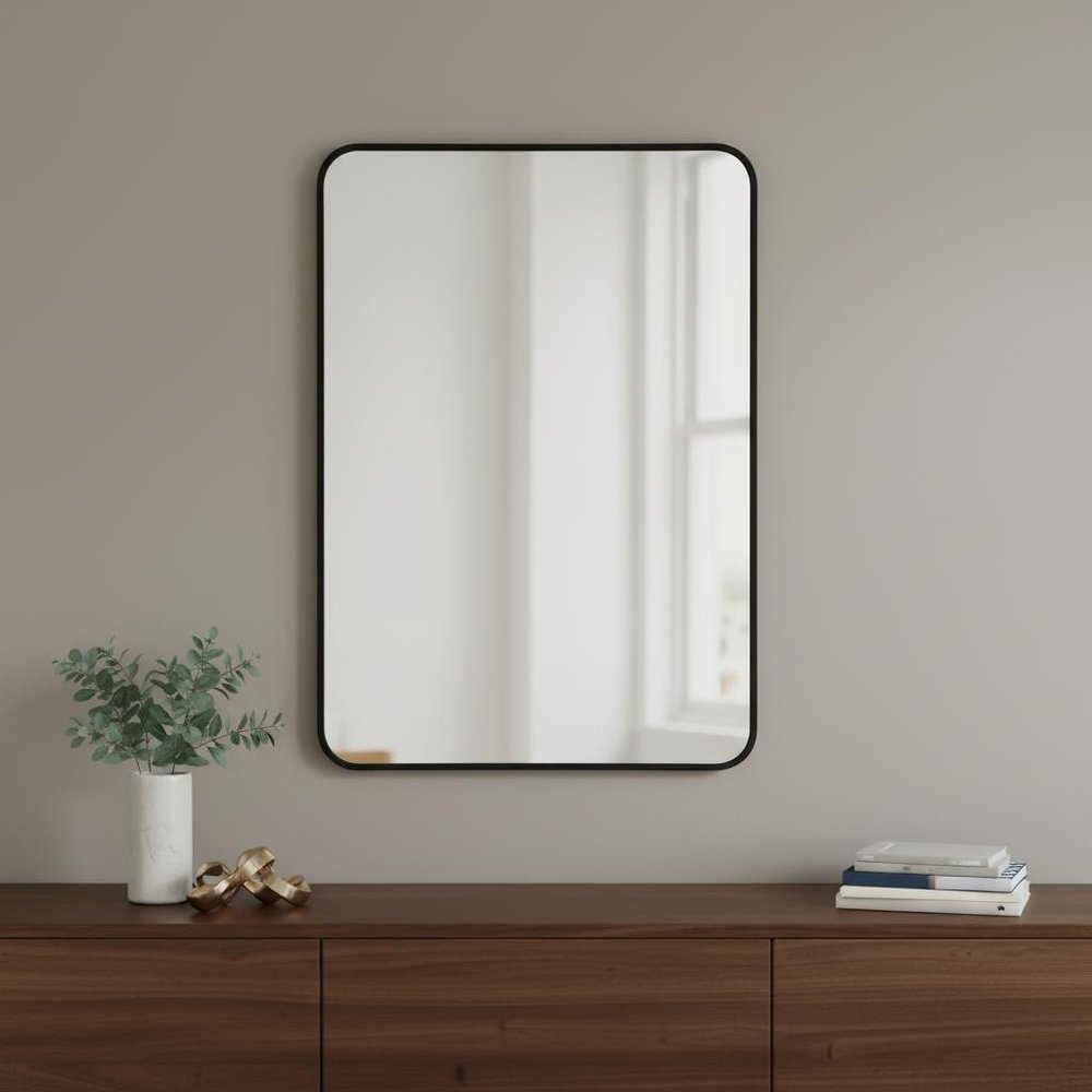 Black Aluminum Framed Accent Mirror - 36-inch