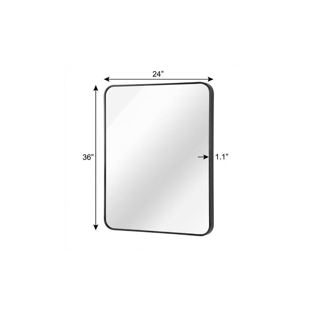 Black Aluminum Framed Accent Mirror - 36-inch