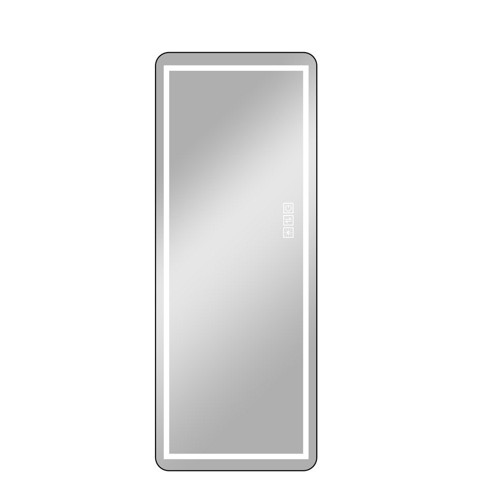 Black Aluminum Lighted Framed Full Length Mirror - 64-inch
