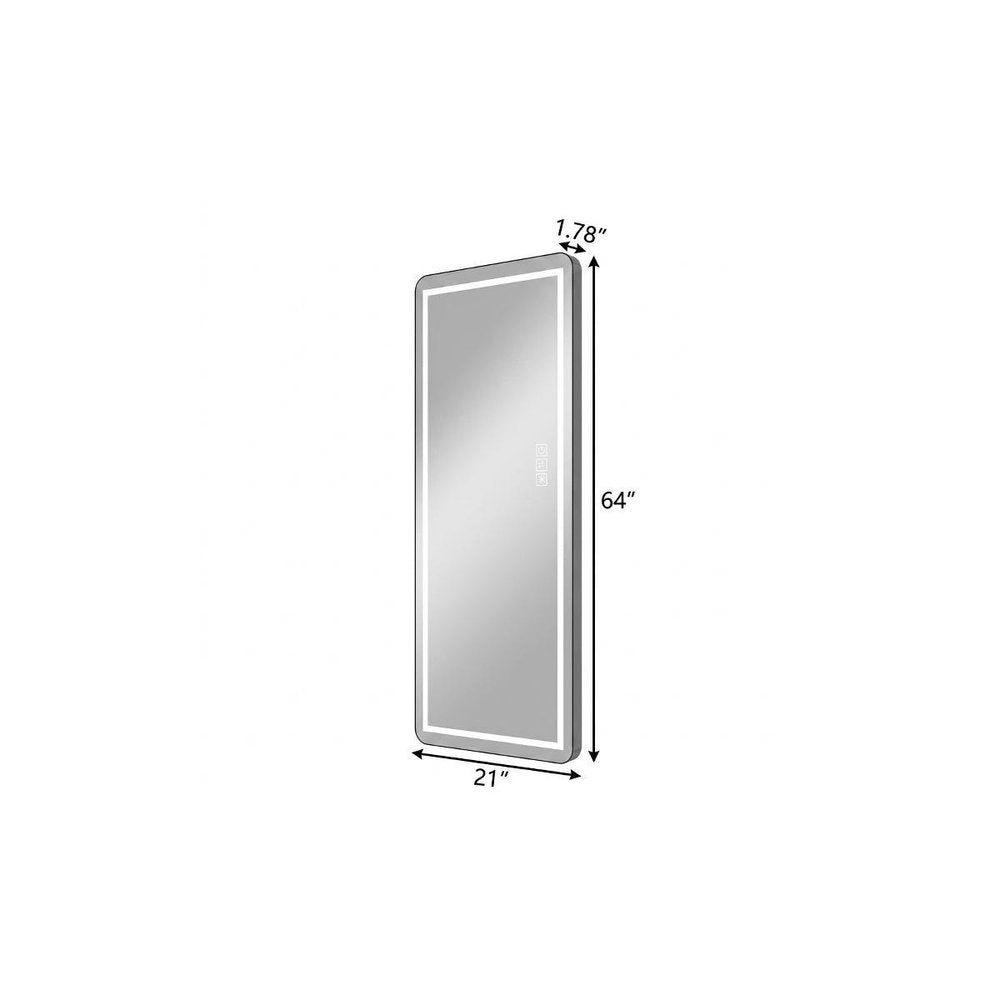 Black Aluminum Lighted Framed Full Length Mirror - 64-inch
