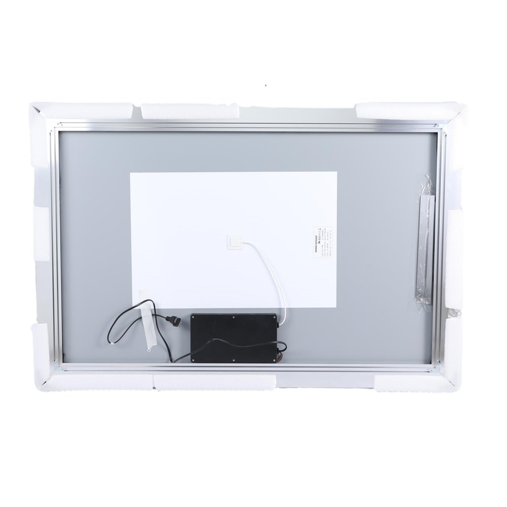 Silver Aluminum Lighted Framed Anti Fog Bathroom Vanity Mirror - 32-inch