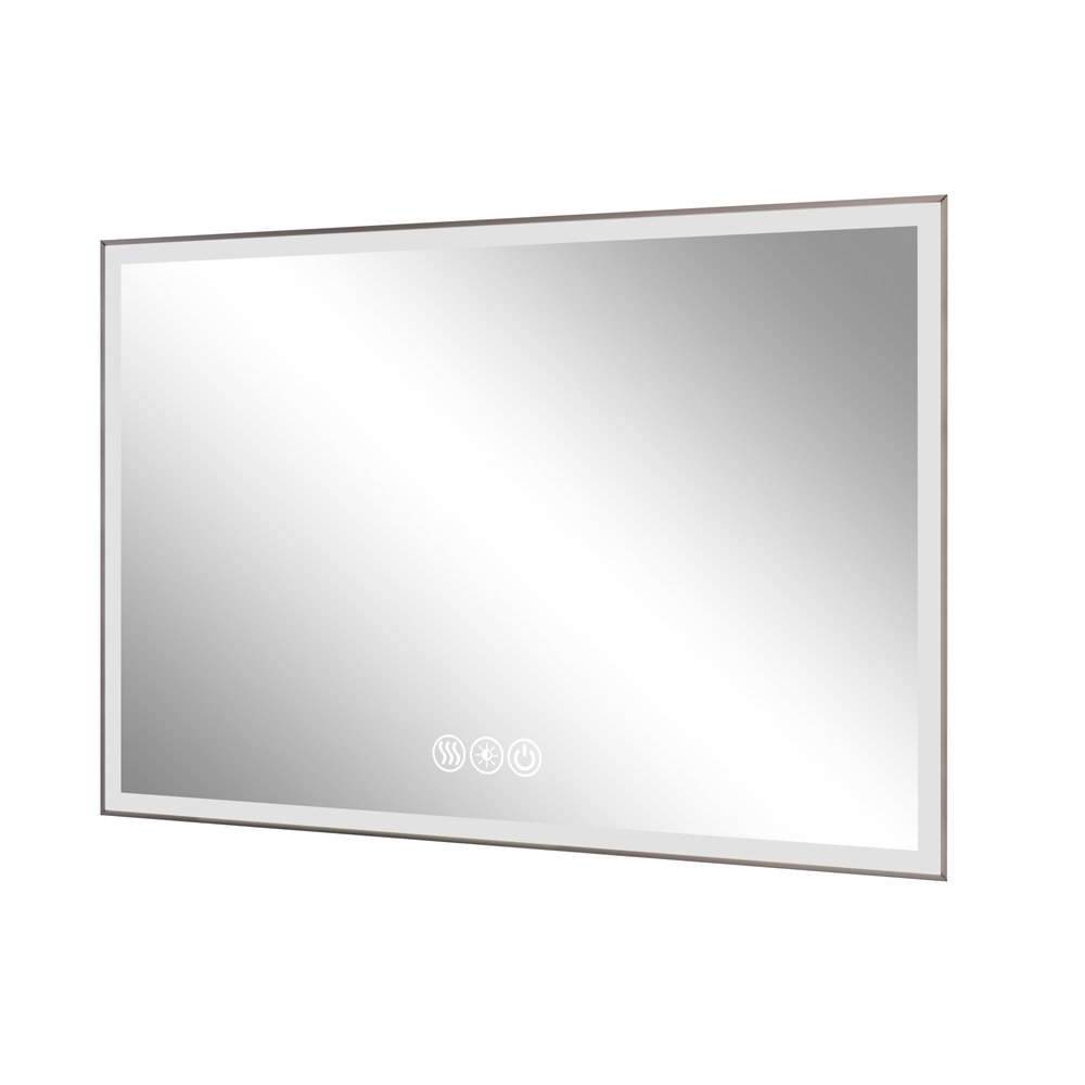 Silver Aluminum Lighted Framed Anti Fog Bathroom Vanity Mirror - 32-inch