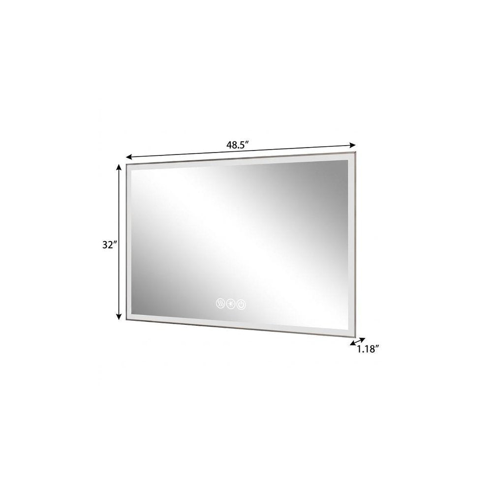 Silver Aluminum Lighted Framed Anti Fog Bathroom Vanity Mirror - 32-inch