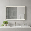 Silver Aluminum Lighted Framed Anti Fog Bathroom Vanity Mirror - 32-inch