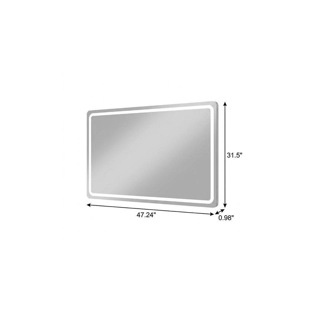 Silver Lighted Frameless Anti Fog Bathroom Vanity Mirror - 32-inch