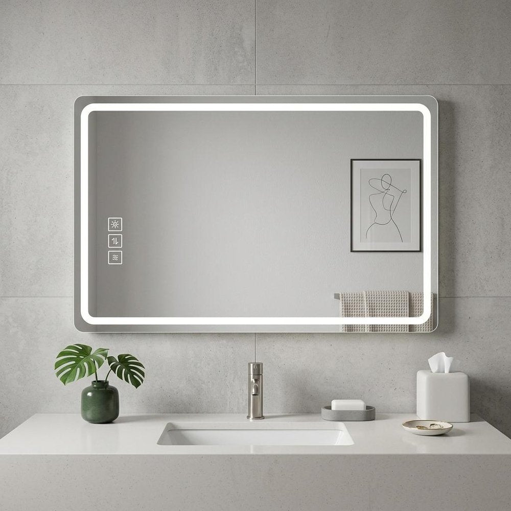 Silver Lighted Frameless Anti Fog Bathroom Vanity Mirror - 32-inch