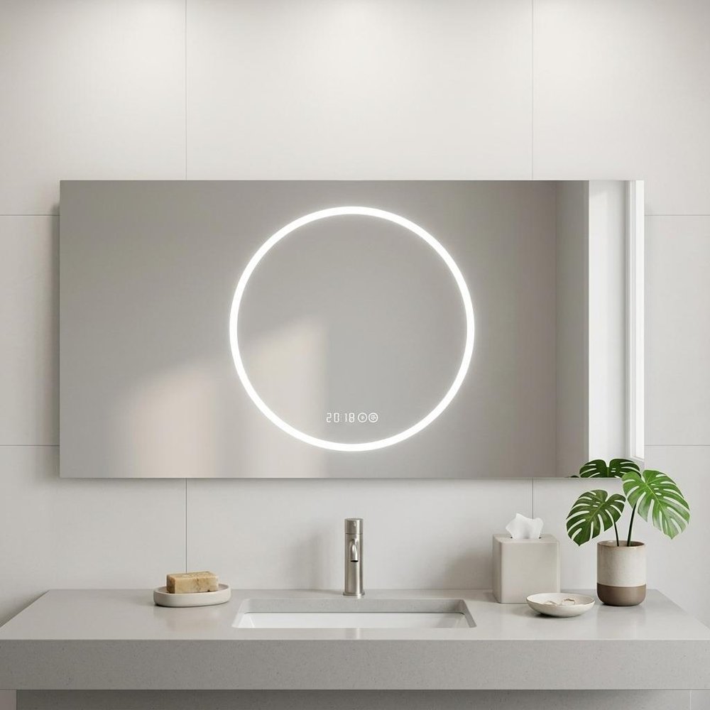 Lighted Frameless Anti Fog Bathroom Vanity Mirror - 24-inch