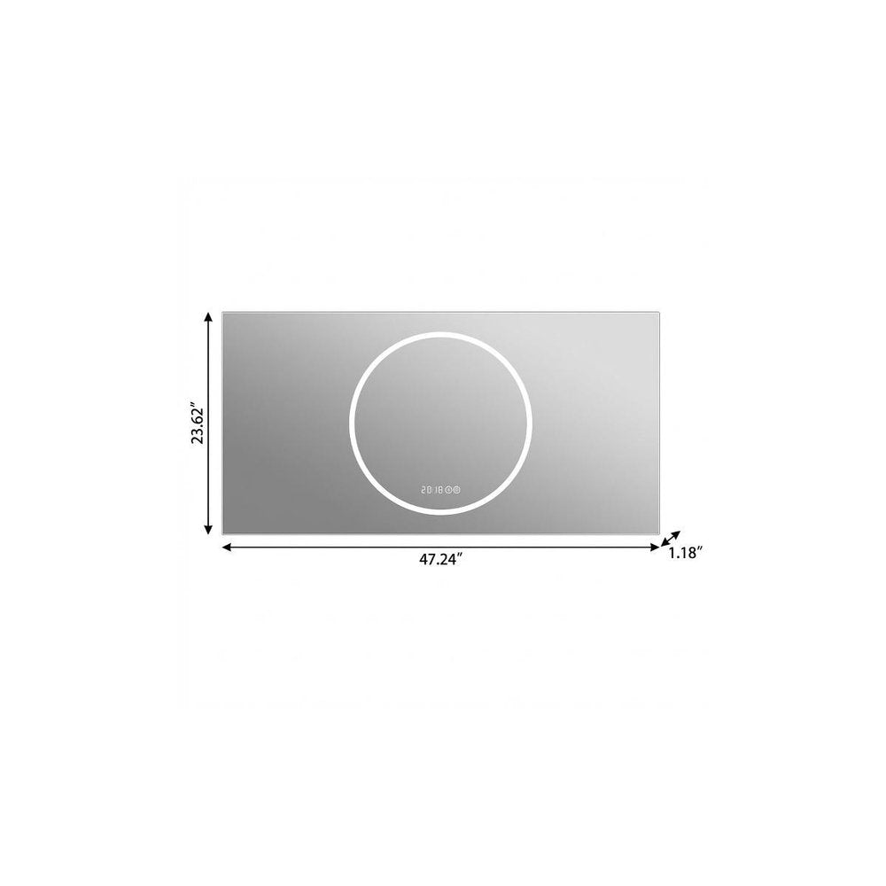 Lighted Frameless Anti Fog Bathroom Vanity Mirror - 24-inch
