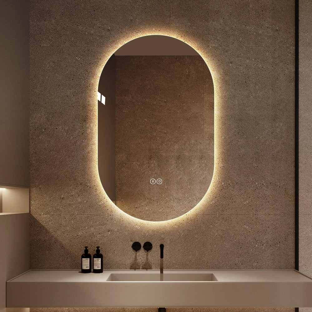 Oval Lighted Frameless Anti Fog Bathroom Vanity Mirror - 48-inch
