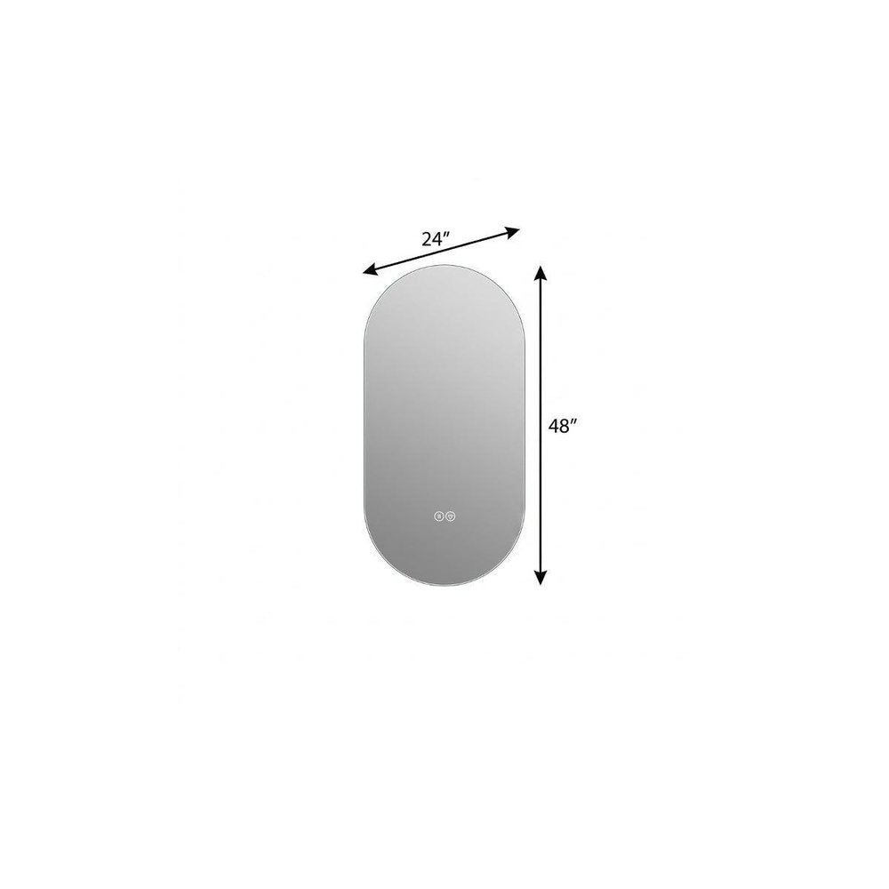 Oval Lighted Frameless Anti Fog Bathroom Vanity Mirror - 48-inch