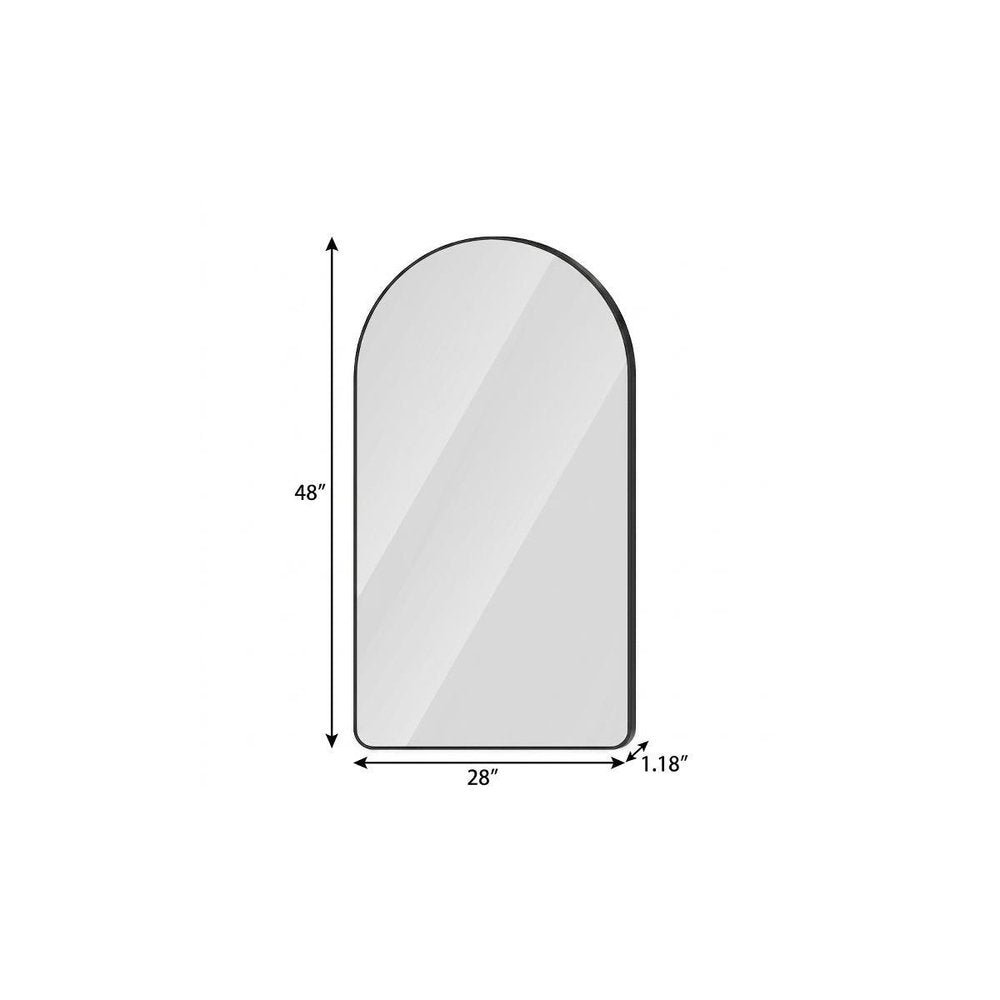 Black Aluminum Arch Lighted Framed Anti Fog Bathroom Vanity Mirror - 48-inch