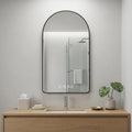 Black Aluminum Arch Lighted Framed Anti Fog Bathroom Vanity Mirror - 48-inch